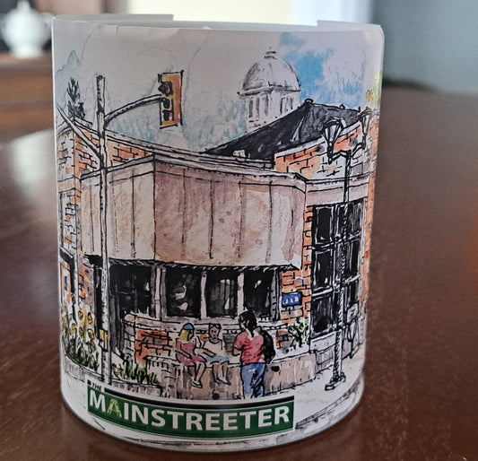 The Mainstreeter 'Sunnyside Library' Mug featuring Tim Hunt's Old Ottawa East sketches